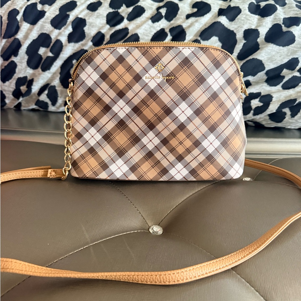 Nanette Lepore  Brown Plaid Crossbody Bag